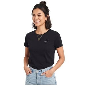Hollister Must-Have Collection Crew Neck Logo Tee Sz S Black Athleisure Classic